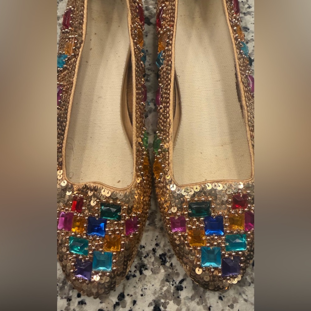 The sky's the limited Women’s Caparros vintage sequin jeweled flats size 8.5 - Picture 2 of 6